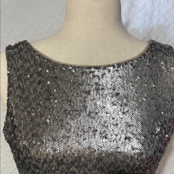 White House Black Market Shimmering Silver Mini Dress - Picture 2 of 4